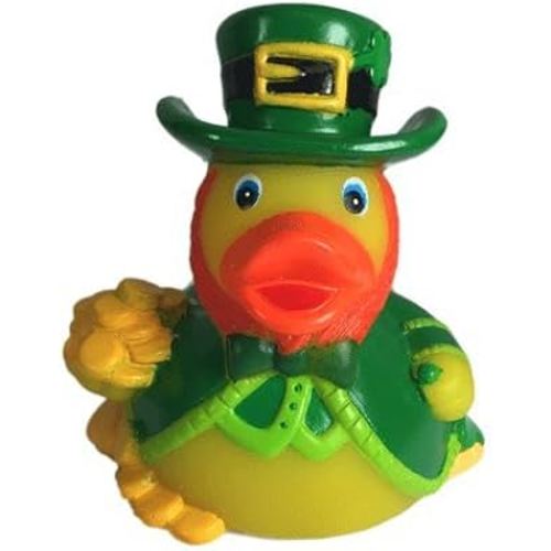 3" Rubber Duck [Sealed Hole, Floats Upright] - Baby Safe Bathtub Bathing Toy - Leprechaun Rubber Duck