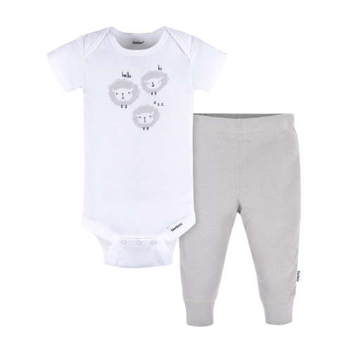 Gerber Gender Neutral Short Sleeve Onesie and Pant Outfit Set, 2-Piece, Sizes 0/3 Months - 12 Months