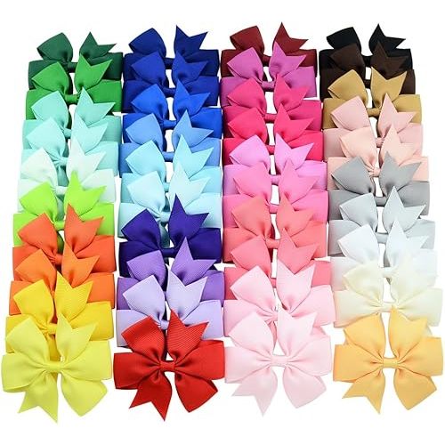 40PCS 3 Inch Hair Bows for Girls Grosgrain Ribbon Toddler Accessories with Alligator Clip Bow Baby Kids Teens