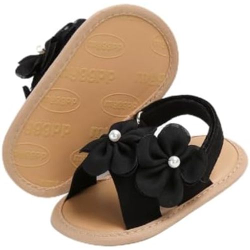 COSANKIM Infant Baby Girls Summer Sandals with Flower Soft Sole Newborn Toddler First Walker Crib Dress Shoes
