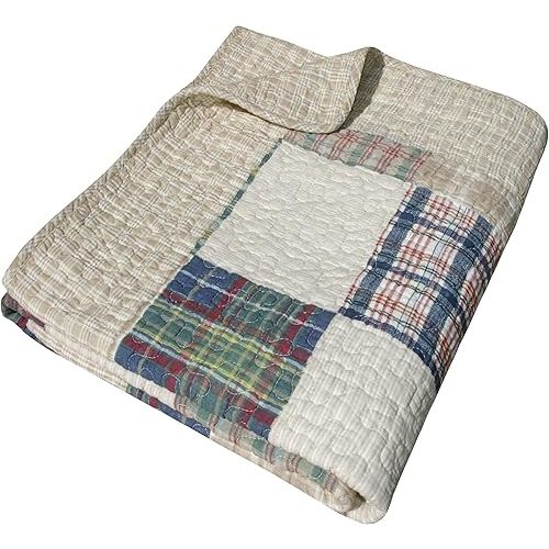 Greenland Home Oxford 100% Cotton Throw Blanket, Tan 50 x 60 in