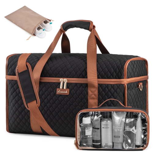 Lovevook Travel Duffle Bag, Quilted Weekender Overnight Bag with Toiletry Bag, Gym Beach Mummy Hospital Bag with Wet Pocket
