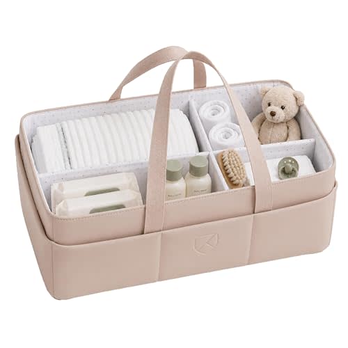 Koala Babycare Baby Diaper Caddy Organizer - Large Portable Nursery Storage Baby Basket with Handles for Newborn Essentials, Diapers, Wipes - Changing Table Caddy Organizer for Boy & Girl
