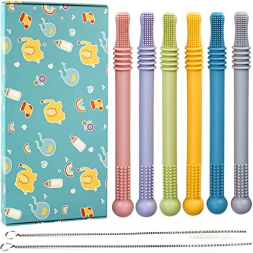 Teething Toys for Babies，Baby Teether, Teething Straw Teething Sticks, Baby Teething Relief for Baby Gifts