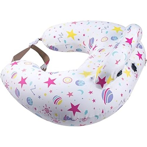 Inflatable Nursing Pillow for Breastfeeding – Travel Baby Feeding Cushion for Mom Support, Adjustable Waist Strap, Removable 100% Cotton Cover – Portable Newborn Essentials