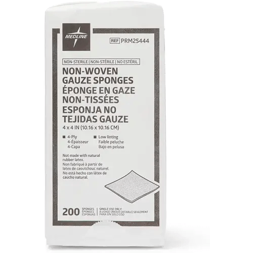 Medline Non-Woven Non-Sterile, Rayon/Poly Gauze Sponge, 4 x 4, 4-Ply (10 Packs of 200)