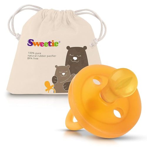 SWEETIE Rubber Pacifier Natural Rubber Pacifier Rounded 1 Count Original Natural Rubber Pacifier (0-6 Small)
