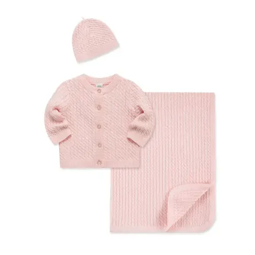 Pink Cable Sweater & Blanket Gift Box