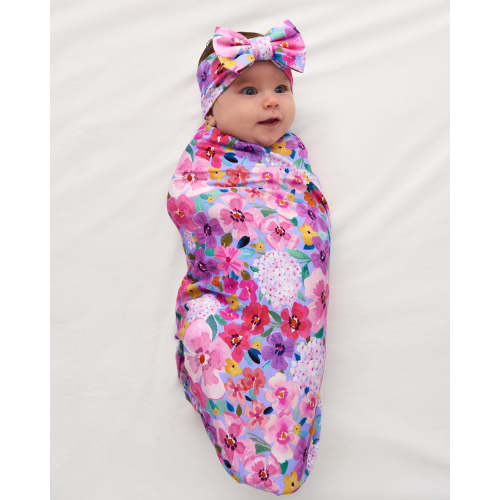 Sweet Sprigs Swaddle & Luxe Bow Headband Set | Little Sleepies