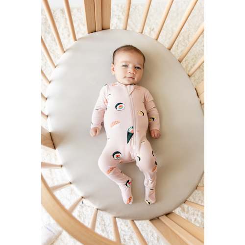 Zippered Footie in Blush Sushi