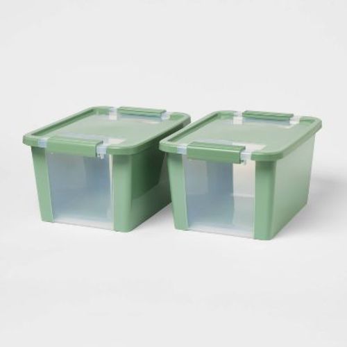 2pk Latching Window Utility Storage Boxes Small Versatile Green - Brightroom™