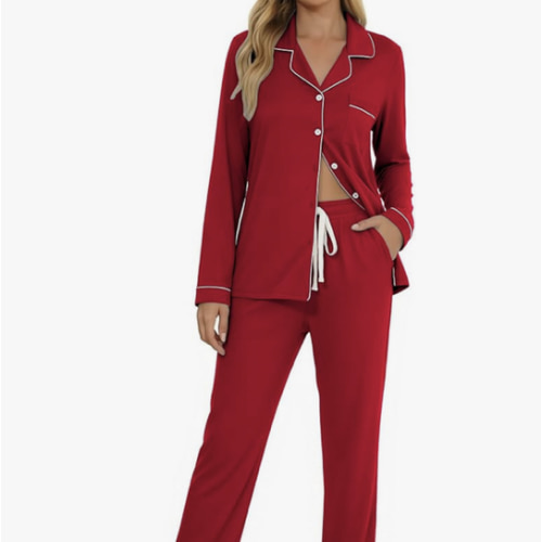 Senert Pajamas Set For Women Long Sleeve Sleepwear with Pocket Soft Button Down Shirt Long Pants Pj Lounge Sets S-XXL