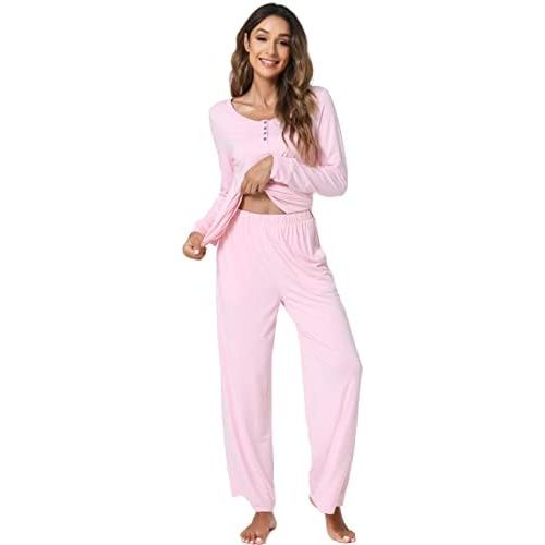 GYS Women's Bamboo Viscose Cooling Lace Trim Pajama Set