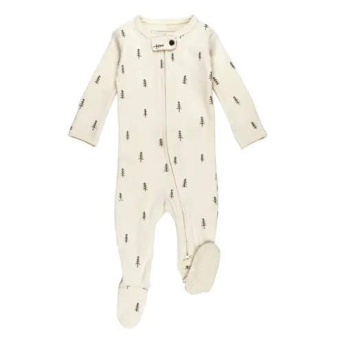 Buttercream Tree | Organic Zipper Footie L'ovedbaby | Preemie-NB