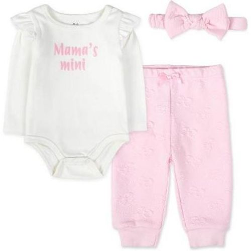 Baby Essentials Infant 3 Piece Layette Set with Bodysuit, Quilted Jogger Pants, Cozy Fall & Winter Outfit,size 3 months to 9 months