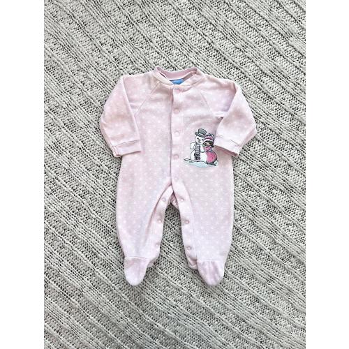 Vintage 2000s Pink Fleece Footie Pajamas by Precious Moments Beginnings (Size Newborn)