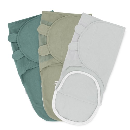 Easy Swaddle Blankets with Zipper in Stone, Sage, Azul