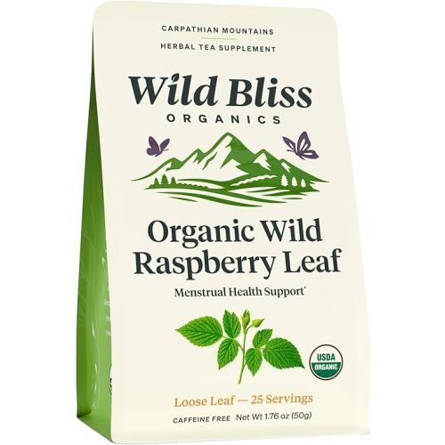 Wild Bliss Organic Red Raspberry Leaf Tea for Pregnancy and Menstrual Support - Loose Leaf Herbal Tea - 1.76 Oz - 25 Servings