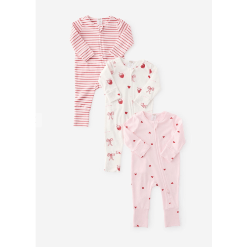 The 3Pk Long Sleeve Zip All In One Romper