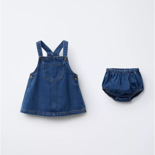 DENIM OVERALL DRESS WITH BLOOMERS - Mid-blue | ZARA United States