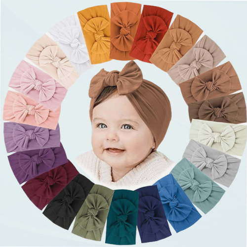22 PCS Baby Headbands Soft Nylon Hairbands with Bows Girls Hair Accessories for Newborn Infant Toddler Kids Handmade