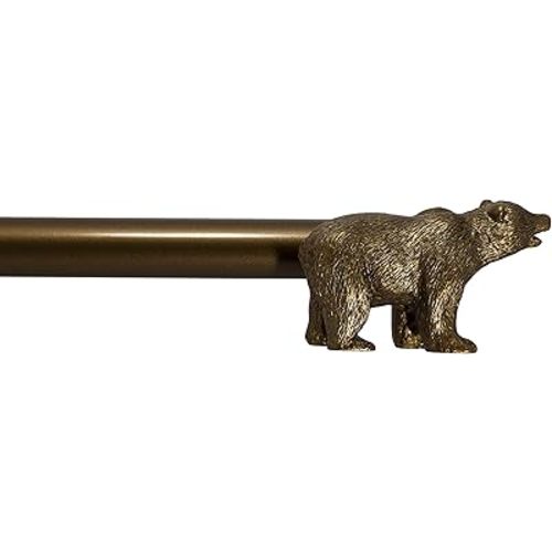 Urbanest 3/4” Farmhouse Bear Adjustable Window Treatment Single Curtain Rod, 28"-48", Renaissance Gold