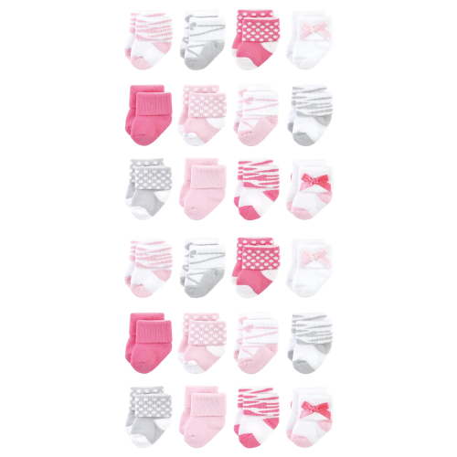 Luvable Friends Cotton Rich Baby Terry Socks 24-Pack, Ballet, 0-6 Months