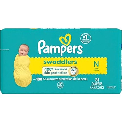 Pampers Swaddlers Diapers, Size N, Absorbent, Keeps Baby Dry and Comfortable, Skin Safe Disposable Baby Diaper, 1 Pack (Count of 31)