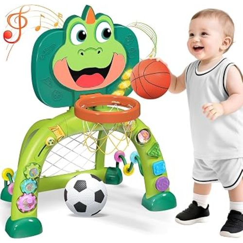 Marstone Toddler Basketball Hoop Soccer Goal Activity Toy for 1-3 Years Old
