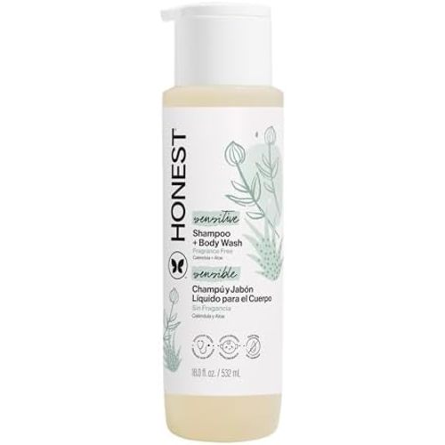The Honest Company Shampoo & Body Wash, Tear-Free, Fragrance-Free, 18 fl oz