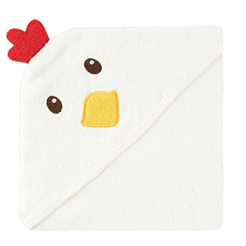 Luvable Friends Unisex Baby Cotton Animal Face Hooded Towel, Chicken, One Size
