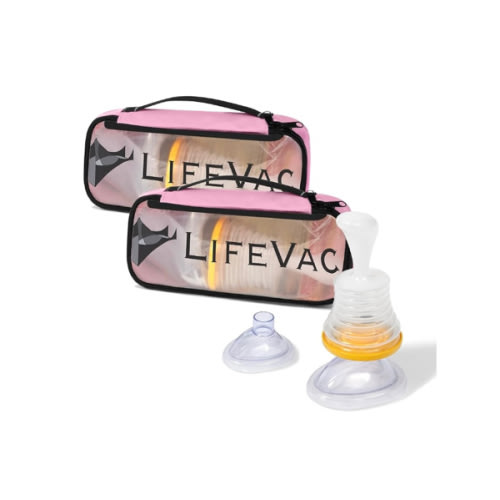 LifeVac Pink Travel Kit 2 Pack - Portable Suction Rescue Device, First Aid Kit for Kids and Adults, Portable Airway Suction Device for Children and Adults