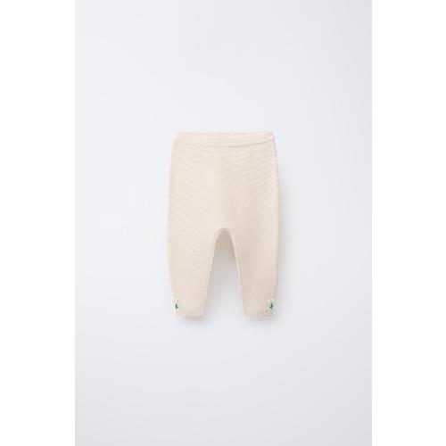 EMBROIDERED FLORAL LINKS KNIT PANTS - Vanilla | ZARA United States