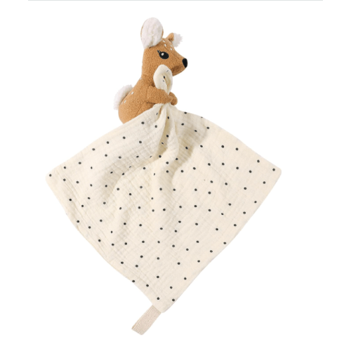 Baby Animal Plush Toys with Rattle, Deer Animal Security Blankets, Soothing Toys, Brown Gifts for Boys and Girls 12 inch