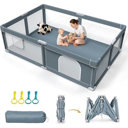 OMZER Foldable Baby Playpen, 74x50 Inch Rectangle Collapsible Play Yard