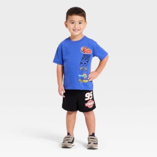 Toddler Boys' 2pc Disney Cars Lightning McQueen T-Shirt & Shorts Set - Blue 5T