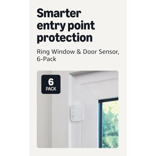 Ring Window & Door Sensor (newest model) 6-pack, protect entry points with instant alerts, easy installation, no base station needed, Professional Monitoring (sold separately)
