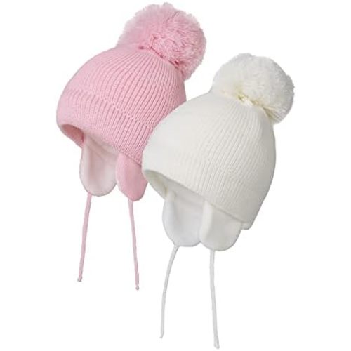 Baby Winter Hat Fleece Lined with Ear Flaps Knit Beanies Cap for Kids Toddler Boys Girls