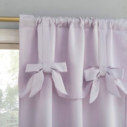 40"x84" Sun Zero Emma Bow Valance Semi-Sheer Rod Pocket Curtain Panel Lavender
