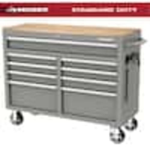 Husky Tool Storage 46 in. W Gloss Gray Mobile Workbench Cabinet H46X18MWC9GRY