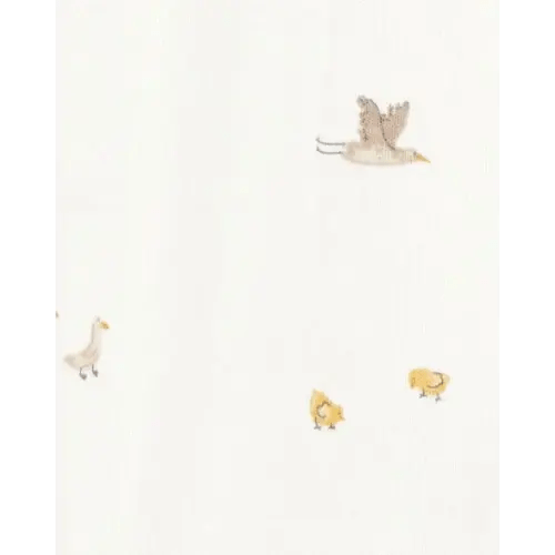 Baby Mini Bird Print 2-Way Zip Cotton Sleep & Play Pajamas