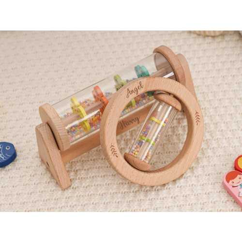 Personalized Baby Rain Stick Rattle, Wooden Baby Rattle, Custom Wood New Baby Gifts, Baby Shower Gifts, Sensory Toy for Kid, Christmas Gift