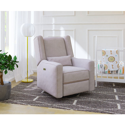 Lil Angels Contour Pedic Swivel Power Glider Recliner in Light Grey