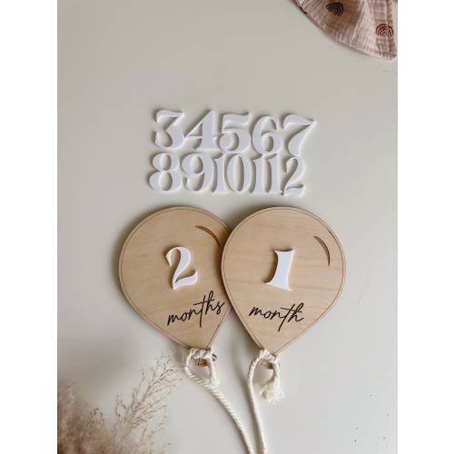 Balloon Baby Milestone Wooden Disc Markers
