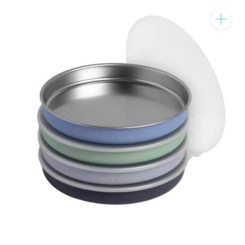 7.8" Stainless Steel Non-Divided Plates with Normal Sleeve (Sage/MistyBlue/Navy/Gray)