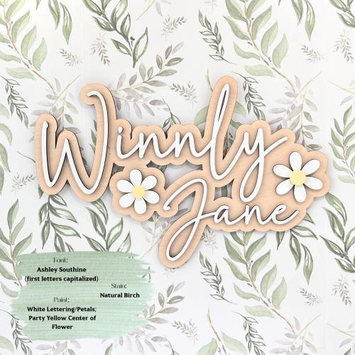 Girls Wood Name Sign with Daisies | Custom Name Sign | Girls Nursery | Girls Room Decor