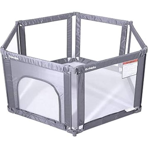 Babelio Foldable Playpen for Babies and Toddlers- Adjustable Shape & Area, 62 * 31" Playpen with Zipper Gate, Portable Baby Fence for Indoor & Outdoor, Multi-Functional Baby Play Yard