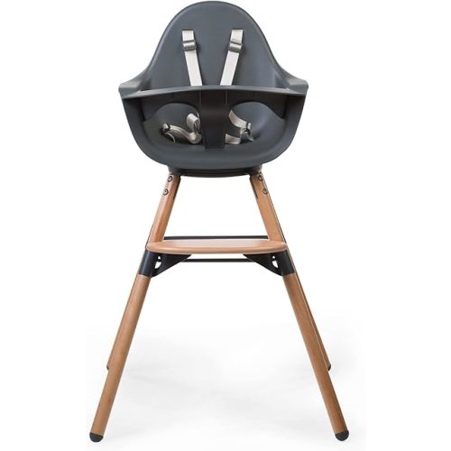 Childhome Evolu One.80° 2 in 1 Baby High Chair with 180° Swivel, Adjustable Height Baby High Chair, Sleek Modern with Beechwood Legs, Anthracite