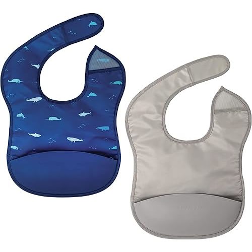 Tiny Twinkle Silicone Pocket Bibs - Waterproof, Food Catching, Mess-Proof Bibs for 6-24 Months Baby Boy and Girl, Toddlers