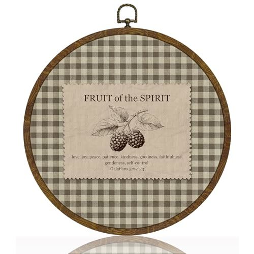 Christ Wall Art Decor- Fruit of the Spirit Scripture Round Hanging Artwork, Inspirational Faith Sign for Living Room, Office, Prayer Room, Bible Verse Wall Hanging Decor Gift for Christians 10Inch (Green-Galatians 5:22-23)
